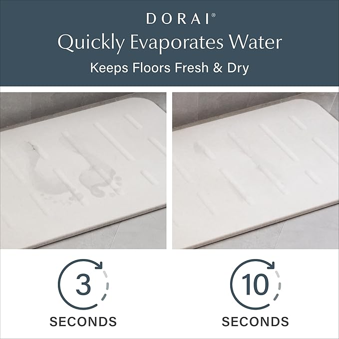 Dorai Home Bath Stone Mat 23.6"x15.4" (2-Pack) – Quick-Dry, Non-Slip Diatomite Stone Bath Mat, Rain Sandstone