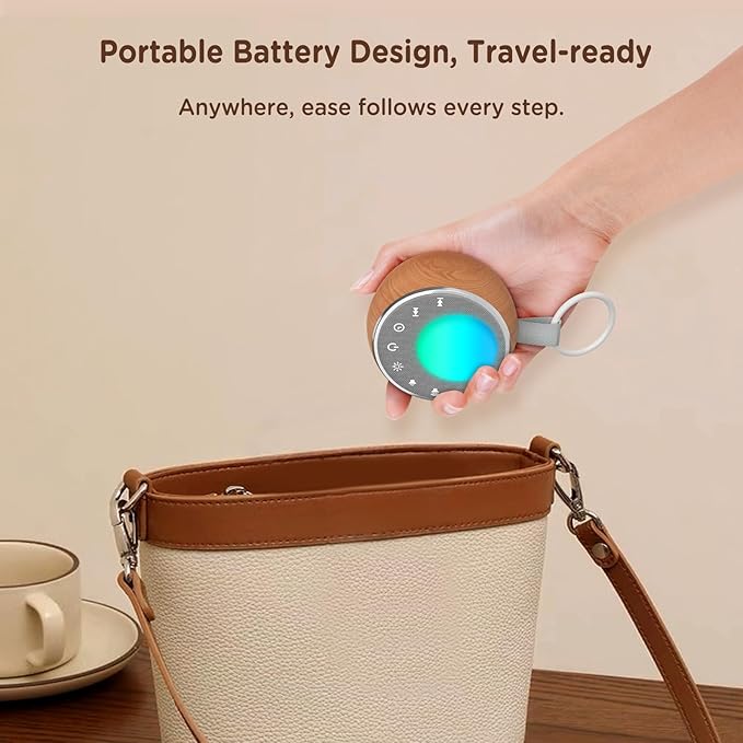 Peakeep White Noise Portable Sound Machine Sleeping Light for Adults Baby, Loud Clear Speaker, 25 Hours Continuous Audio 27 Noise Fan Nature No-looping Sounds, 30 Volume, Battery Operated