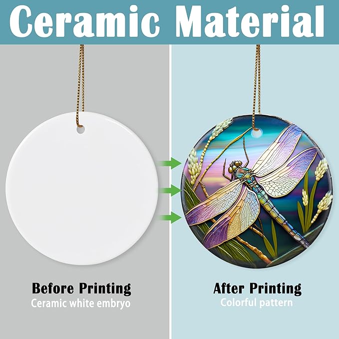 Touber Dragonfly Hanging Ornament - Christmas Tree Decor for Dragonfly Lovers - Pattern C