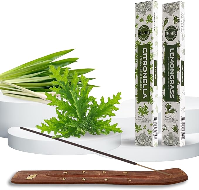 Trumiri Incense Sticks - Combo Pack of 40 Insence-Sticks - 20 Citronella + 20 Lemongrass - Insenses - Insents - Incents - Inscense - Incence - Incienso - All Natural Incense Sticks