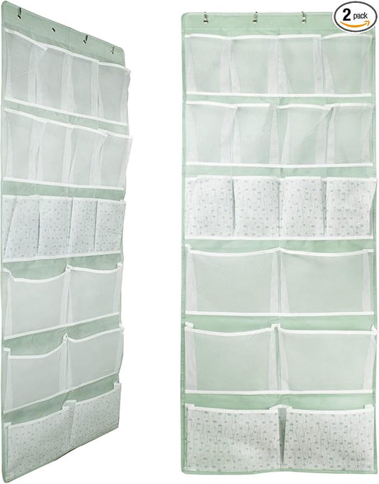18 Pocekts Over the Door Shoes Organizer,Behind Door Hanging Storage Pocekt for Sock,Underwear,Hat,Handbag,Back of Door Hanging Shelf for Bedroom,Bathroom,Entryway,Storeroom,Pantry,Dorm,Nursery,2 Pack