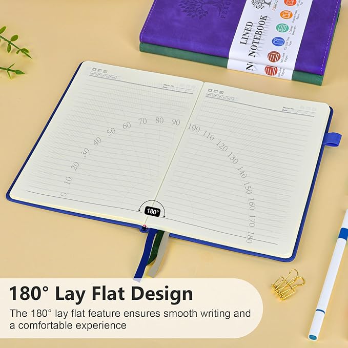 Lined Journal Notebook for Men & Women, 160 Pages College Ruled Journal for Writing, A5 Hardcover Leather Notebooks for Work, School, Business, Travel, Daily Diary 5.9" x 8.5" - Navy