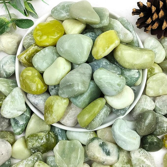5lbs Pebbles for Indoor Plants, 1-2 Inch Jade High Polished River Rocks Outdoor Decorative Stones Vase Filler Fish Tank Aquariums Landscaping Garden Outdoor and Indoor DIY