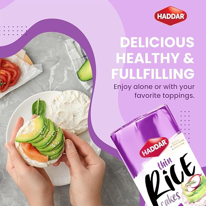 Haddar Wholegrain Rice Cakes 4.2oz (3 Pack) Made From Brown Rice | All Natural, Gluten Free, Vegan, Non GMO | Low Fat & Low Calorie | Zero Sugar | Certified Kosher (including Passover)