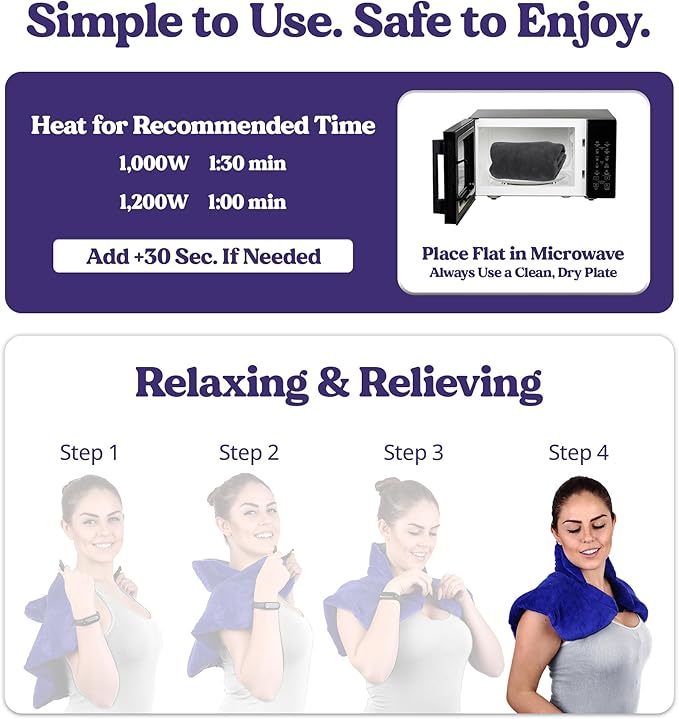 Microwavable Heating Pad for Neck, Shoulders, and Back by Joy & Grace | 5 Lb Weighted Neck & Shoulder Wrap | Moist Heat Therapy Pack for Relaxation and Comfort | Soft Micro-Mink Cover | Scented Gray