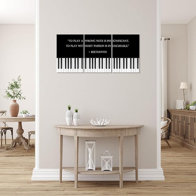 KAWAHONE Motivational Quote Wall Art Playing w/o Passion is INEXCUSABLE Encouraging Inspirational Wall Print Positive Quotes Wall Art With Beethoven Quotes Is for Office Bedroom Living Room Classroom