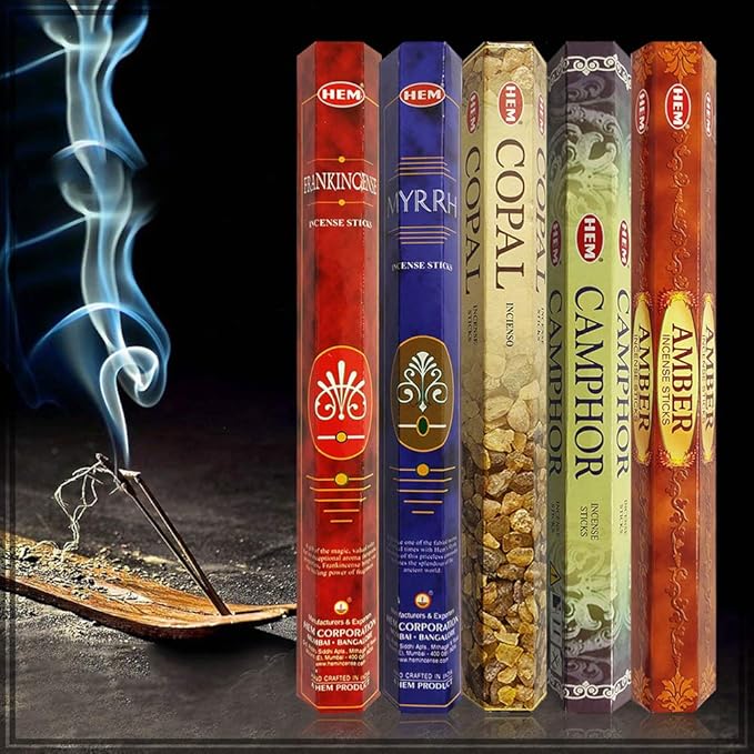 Hem Incense Sticks Variety Pack #4 and Incense Stick Holder Bundle with 5 Unique Based Fragrances