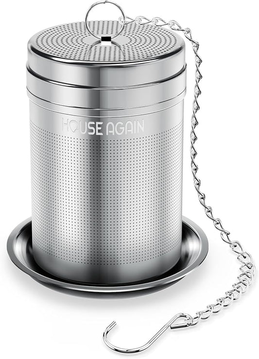 House Again Tea Infusers, Extra Fine Mesh Tea Strainers for Loose Tea, Updated Slim Threaded Lid & 304 Stainless Steel, Loose Leaf Tea Steeper for Brew Tea Spices & Seasonings