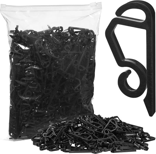 Marsui 300 Pieces Christmas Light Clips Outdoor Gutter Hooks Plastic Seasonal Weatherproof Clips Holiday Fence Hooks for Christmas Roof Tree Outside Hanging String Lights (Black)