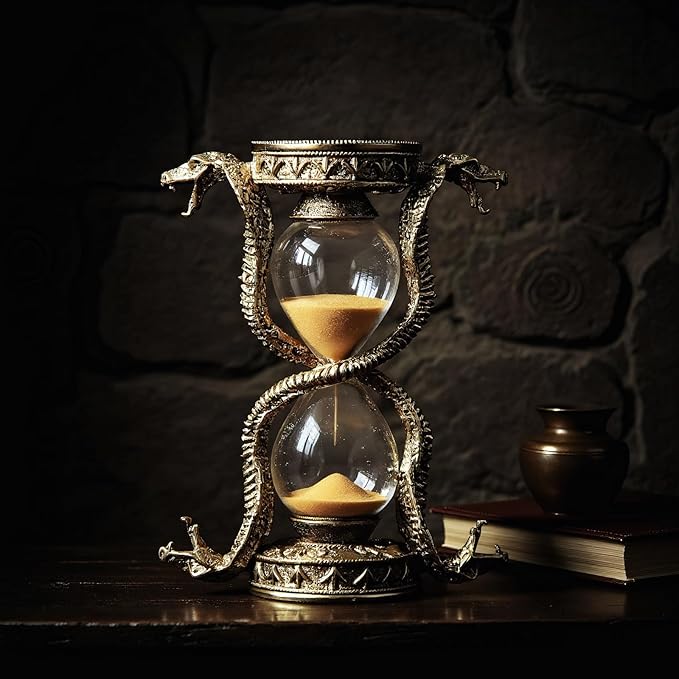 Mythological Fantasy Snake Hourglass Sand Timer 15 Minutes, Gothic Decorative Statue - Unique Vintage Classic Hourglass, Tabletop Home Decor Gift, 6 inches, 15 Minutes (Snake)