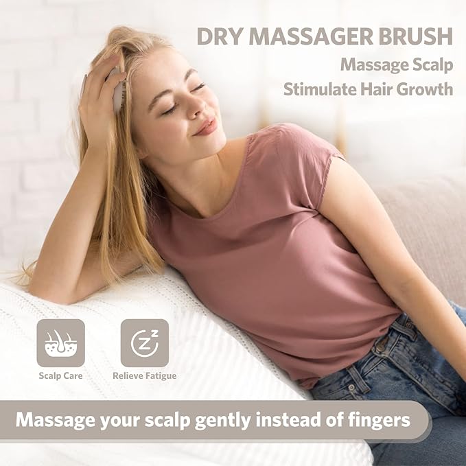 Sndyi Silicone Scalp Massager Shampoo Brush, Hair Scrubber with Soft Silicone Bristles, Scalp Scrubber/Exfoliator for Dandruff Removal, Wet Dry Scalp Brush for Hair Growth & Scalp Care, Khaki