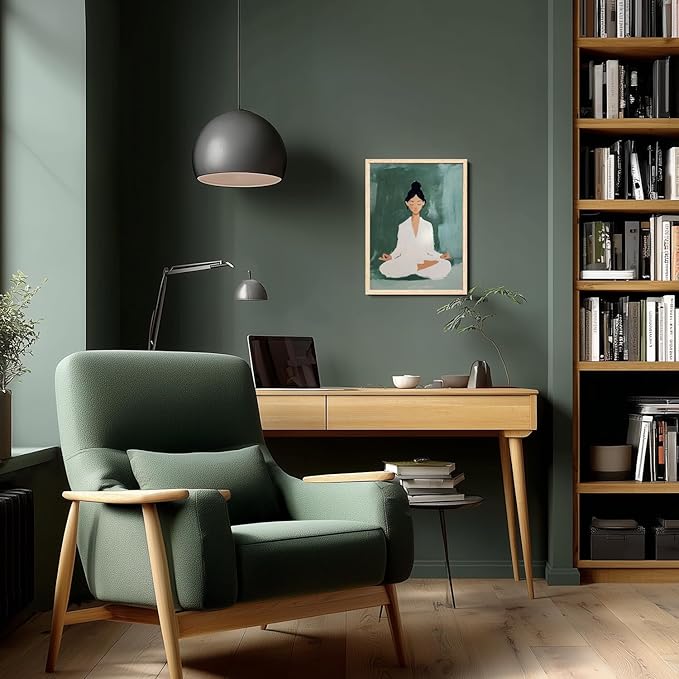 GELDSTEI Wood Framed Zen Wall Art, Tranquil Meditation Wall Decor, Yoga Girl Canvas Painting, Spiritual Aesthetic Picture, Calming Mindfulness Poster Print for Living Room Spa Yoga Studio 16"x24"