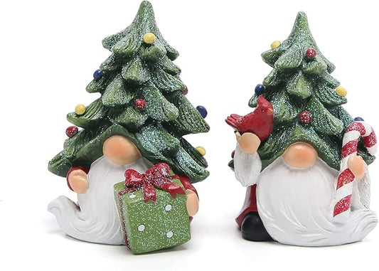 Hodao 2 PCS Christmas Tree Gnome Decorations Xmas Gnomes Figurines Decor Handmade Elf Scandinavian Tomte Gnomes Figurines for Xmas Decor Gift - Christmas Party Home Gnome Decorations
