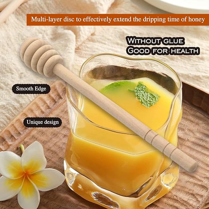 Wooden Honey Dipper Stirrer,6inch Honey Stirrer Stick for Honey, Wedding Party,15 PCS