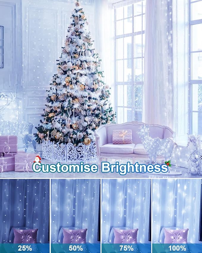 Cool White Christmas Lights Outdoor Total 710FT 1800 LED, 2 Packs 900 LED String Waterproof, Timer & Memory, 8 Modes Dimmable Plug in Fairy for Outside Tree Holiday Party Wedding Decor