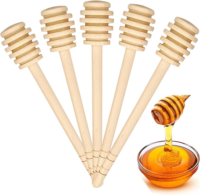 Wooden Honey Dipper Stick Collecting Dispensing Drizzling Jam Portable Wedding Party (15cm, 20)