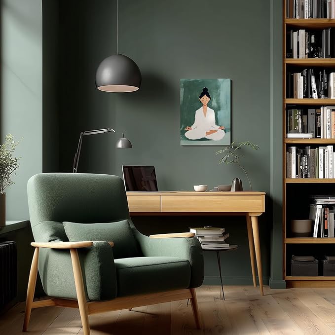 GELDSTEI Framed Zen Wall Art, Tranquil Meditation Wall Decor, Yoga Girl Canvas Painting, Spiritual Aesthetic Picture, Calming Mindfulness Poster Print for Living Room Spa Yoga Studio 12"x16"