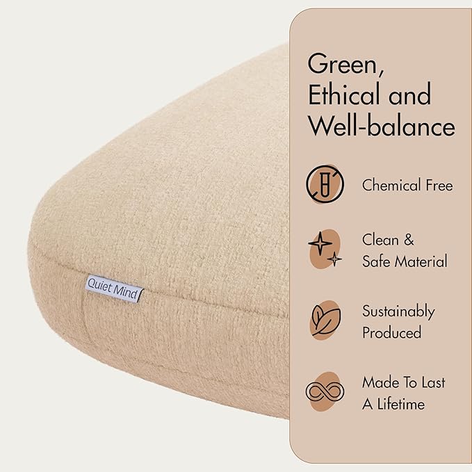 Quiet Mind Weighted Pillow for Adults 12 Lbs - Get Better Sleep - Sustainably Made and Chemical Free - Machine Washable (Large, Cashew)