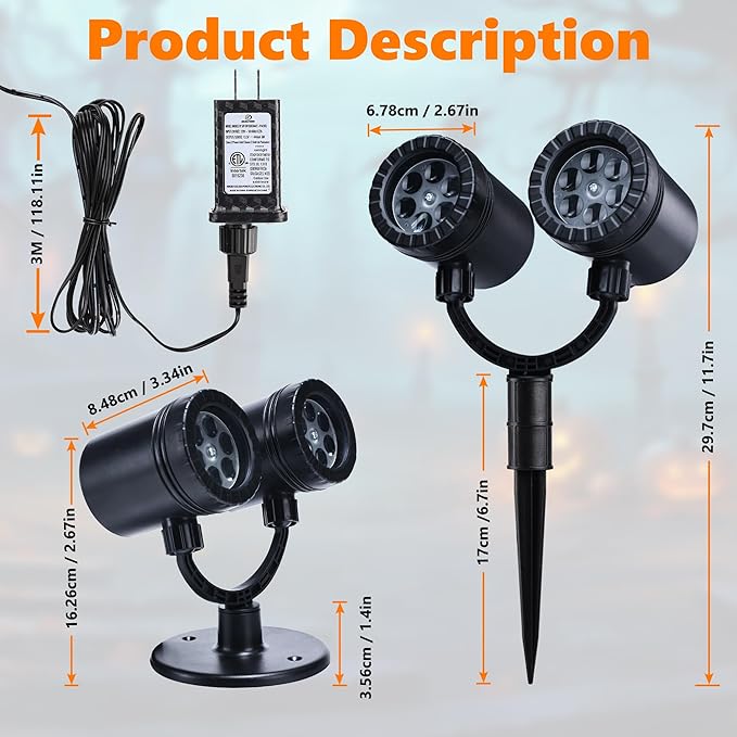 Toodour Halloween Projector Lights Outdoor, Double Head Dynamic Halloween Lights Projector with Timer, Waterproof Spooky Eye Decorations Light for Indoor Outdoor Home Window Wall Decorations