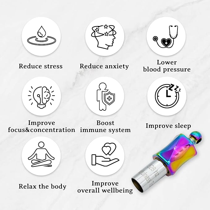 528Hz Breathing Meditation Necklace - Anxiety Relief Whistle, Stress Reduction & Mindfulness Tool for Focus, Calm Breathing - White Whistle