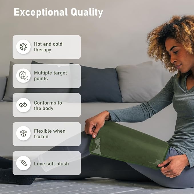 Large Ice Packs for Injuries Reusable - Soft Gel Hot and Cold Packs for Injuries, Hip, Shoulder, Back Pain Relief - 11.5" x 14.5" - Green