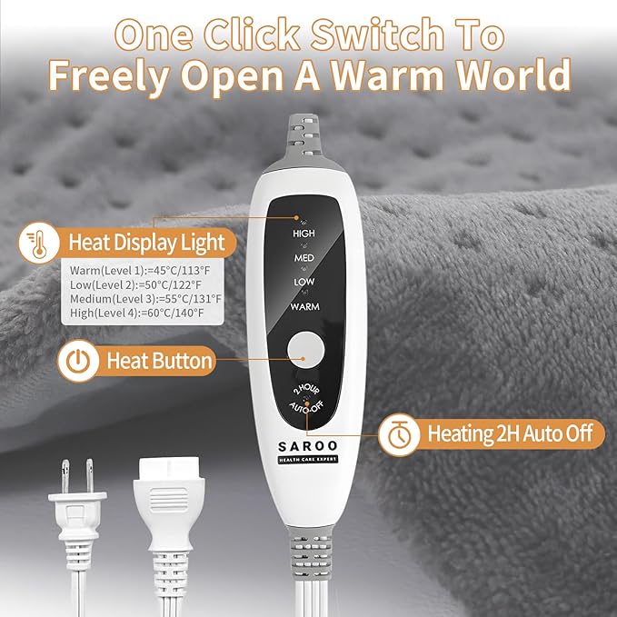 Heating Pad for Neck and Shoulders and Back, Shoulder Heating Pad for Pain Relief with Dry&Moist Heat Therapy, Auto-Off, 9ft Extra Long Wire,Gifts for Mom Women,Dark Blue, 17"*33" (Dark Blue)