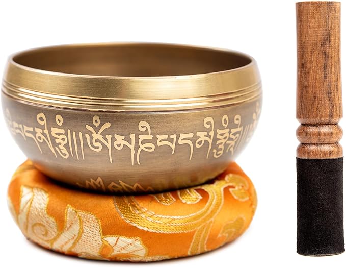 Tibetan Singing Bowl Set Brass - Master Healing Grade - Authentic Handcrafted Sound Bowl by Himalayan Bazaar