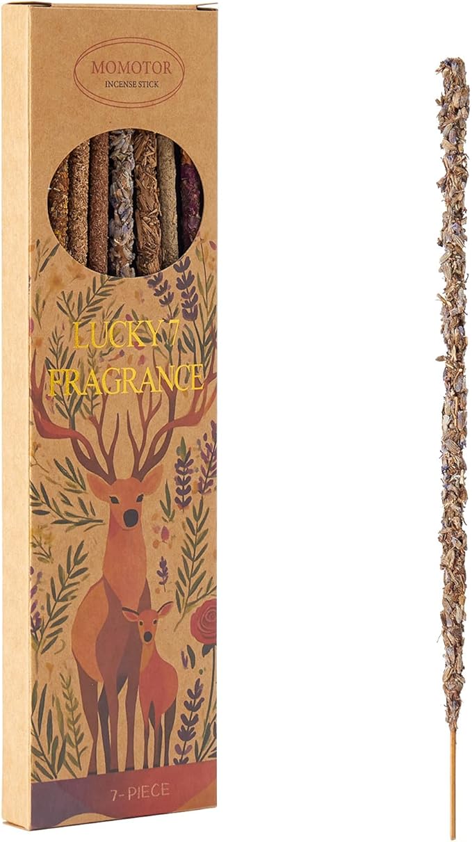 Hand-Dipped Incense Sticks – 7 Natural Scents, 8" Long, 45-Minute Burn, Handmade Clean-Burning Incense for Relaxation, Meditation & Stress Relief