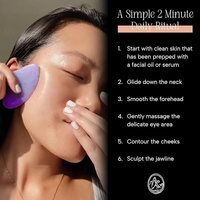 Mount Lai Amethyst Gua Sha Facial Tool – The Stone of Inner Clarity – 100% Genuine Amethyst Stone Face Sculpting Tool for Lymphatic Drainage, Puffiness Reduction & Confident Radiance
