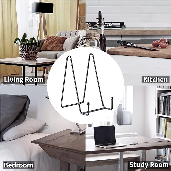 Kruodop 5 Pack Plate Stands for Display, 3 Inch Plate Holder Display Stand, Metal Frame Holder Stands for Book, Pictures, Photo Easel, Tabletop Art