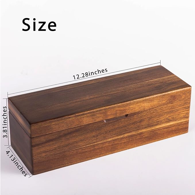 Acacia Wooden Tea Bag Organizers, Tea packet Storage Boxes, Tea Caddy for Tea Bags Chest, Teabag Holder Containers, Teabox Station Display, Organizador De Tes Caja Para Te, 4 Compartments