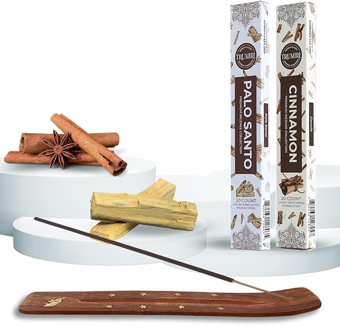 Trumiri Incense Sticks - Combo Pack of 40 Insence-Sticks - 20 Palo Santo + 20 Cinnamon - Insenses - Insents - Incents - Inscense - Incence - Incienso - All Natural Incense Sticks