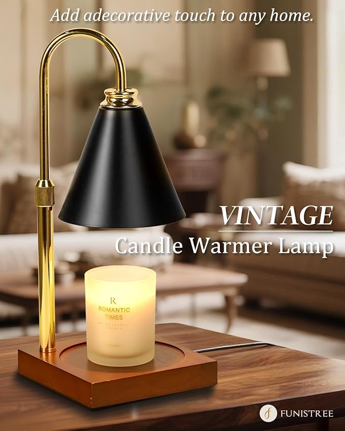 Candle Warmer Lamp with Timer Dimmable, Christmas Birthday Gifts for Women Mom, Candle Warming Lamp for Home Decor, Black Wax Melt Warmer for Jar Scented Candles with 2 Bulbs