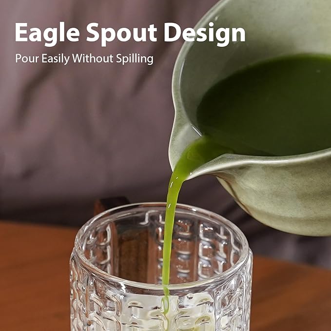 Matcha Whisk Set, Matcha Kit Japanese Tea Set Includes Matcha Bowl with Spout, Matcha Whisk Holder (Chasen), Bamboo Matcha Whisk and Bamboo Scoop, Ceramic Matcha Kit for Tea Lovers