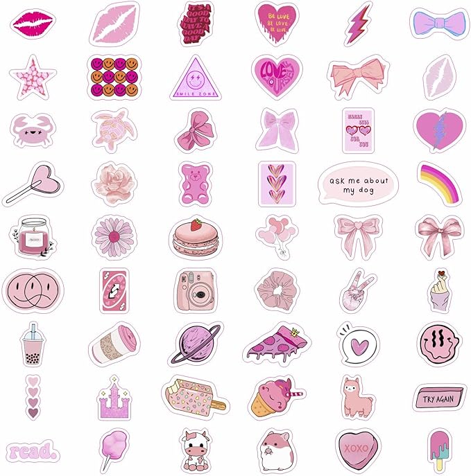 BulbaCraft 100Pcs Preppy Stickers for Water Bottle and Laptop - Preppy Party Favors & Decorations, Waterproof Vinyl Decals, Fashion and Fun Stickers, Gifts for Women & Men