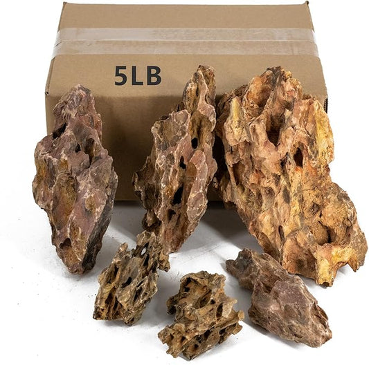 Aquarium Rocks Dragon Stone Natural Hardscape Stone for Aquariums, Fish Tanks, Bonsai, Terrariums, Wargaming Dioramas, Indoor or Outdoor Gardens-5Lb(2-6 Inch)