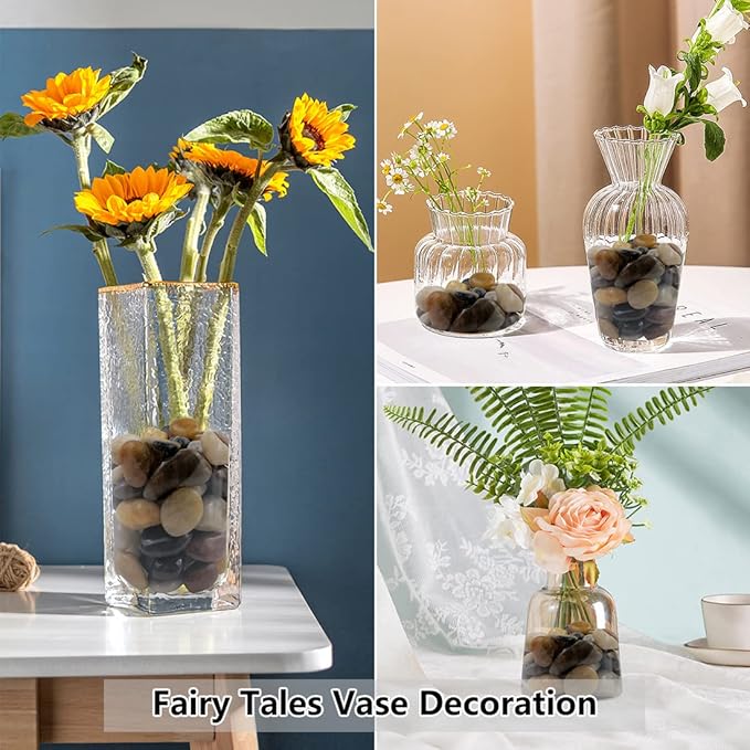 Black Pebbles for Indoor Plants, Natural Polished River Rocks, Small Decorative Stones for Planters Vase Fish Tank Aquariums Landscaping Garden, 10lbs