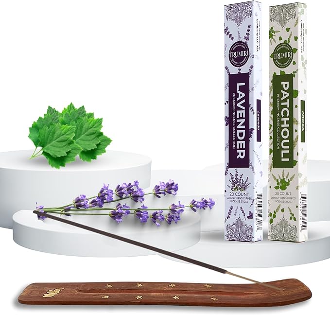 Trumiri Incense Sticks - Combo Pack of 40 Insence-Sticks - 20 Lavender + 20 Patchouli - Insenses - Insents - Incents - Inscense - Incence - Incienso - All Natural Incense Sticks