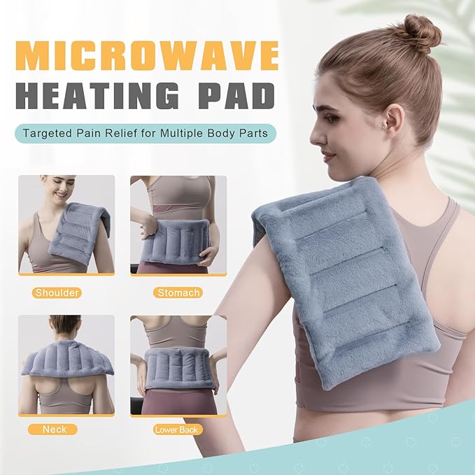 UNCN Microwave Heating Pad 7x17 Inches | Microwavable Heat Pad for Pain Relief | Reusable Bean Bag | Weighted Hot Pack for Neck, Shoulder, Cramps, Back | Warm Compress