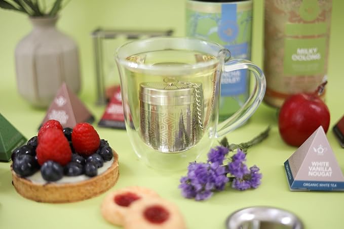 Teabloom Elegant Stainless Steel Loose Leaf Tea Infuser – Tea Connoisseur's Choice for White, Green, Oolong, Black, and Herbal Teas – Geometric Blossom Design – Small Size