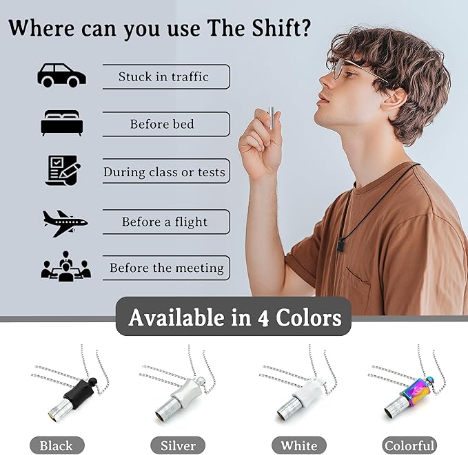 528Hz Breathing Meditation Necklace - Anxiety Relief Whistle, Stress Reduction & Mindfulness Tool for Focus, Calm Breathing - Silver Whistle