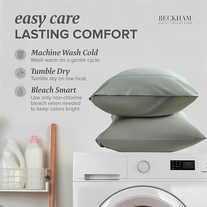 Beckham Hotel Collection Cooling Pillowcases for Hot Sleepers, King Size Set of 2, Cool Bedding, Envelop Closure, Silky Soft, Breathable, Moisture-Wicking, Gray