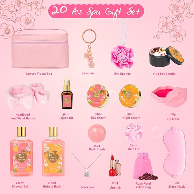 Christmas Gifts for Women Gift -20-Piece Luxury Bath and Body Gift Bath Gift Set for Women, Spa Gift Sets | Perfect for Mothers Day, Birthday Gifts, Anniversary, Holiday Gift for Her, Gifts for Mom
