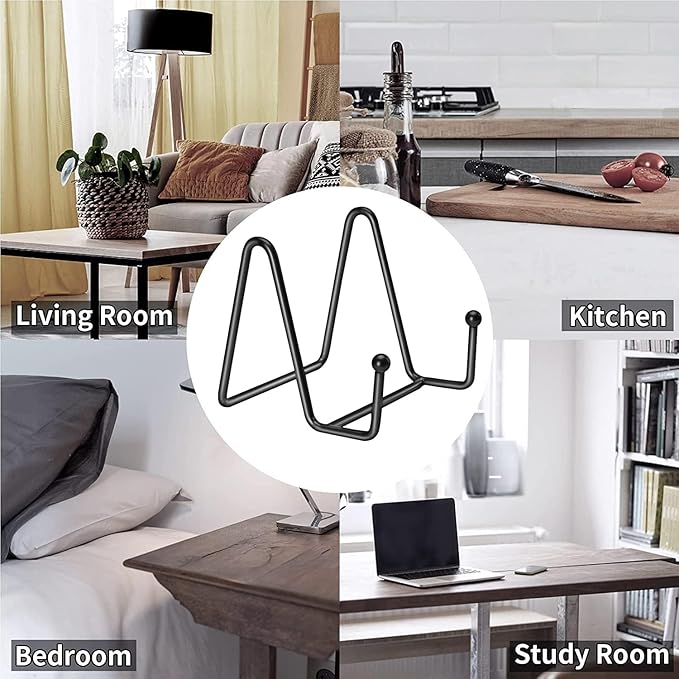 Kruodop 3 Pack Plate Stands for Display, 4 Inch Plate Holder Display Stand, Metal Frame Holder Stands for Book, Pictures, Photo Easel, Tabletop Art