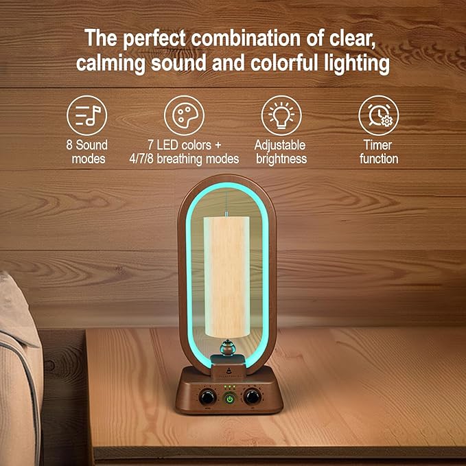 Automatic Bamboo Wind Chimes System, Sound Healing Instruments for Relaxation, Sound Bath– Indoor Electronic Wind Chime, Ideal Meditation Accessory