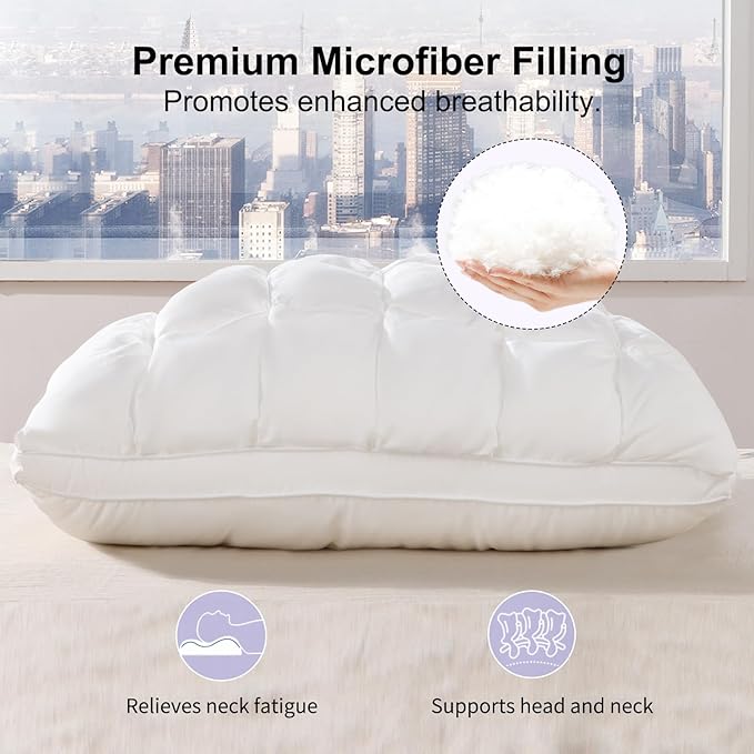 YOUR MOON Pillows King Size Set of 2, Soft Support King Pillow 2 Pack for Bed, Fluffy Down Alternative Pillow, Luxury Hotel Pillows for Side Sleeping (White)