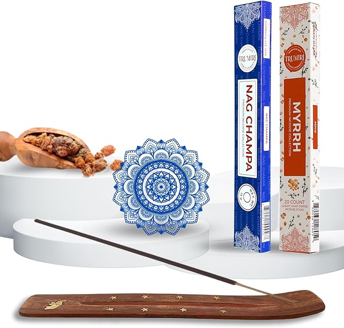 Trumiri Incense Sticks - Combo Pack of 35 Insence-Sticks - 15 Nag Champa + 20 Myrrh - Insenses - Insents - Incents - Inscense - Incence - Incienso - All Natural Incense Sticks