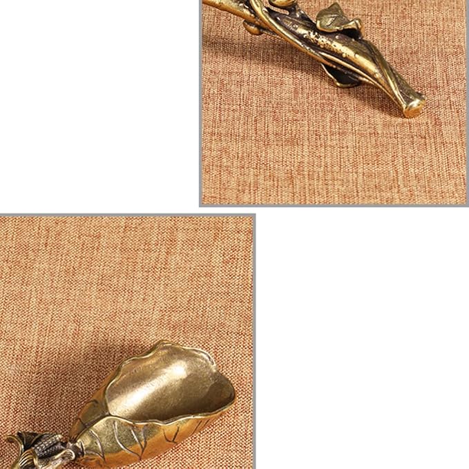 Vintage Tea Scoops Lotus Leaf Shape Loose Leaf Tea Copper Brass Tea Shovel Decorative Measuring Shovel for Coffee Powder Condiments Sugar Pets Food