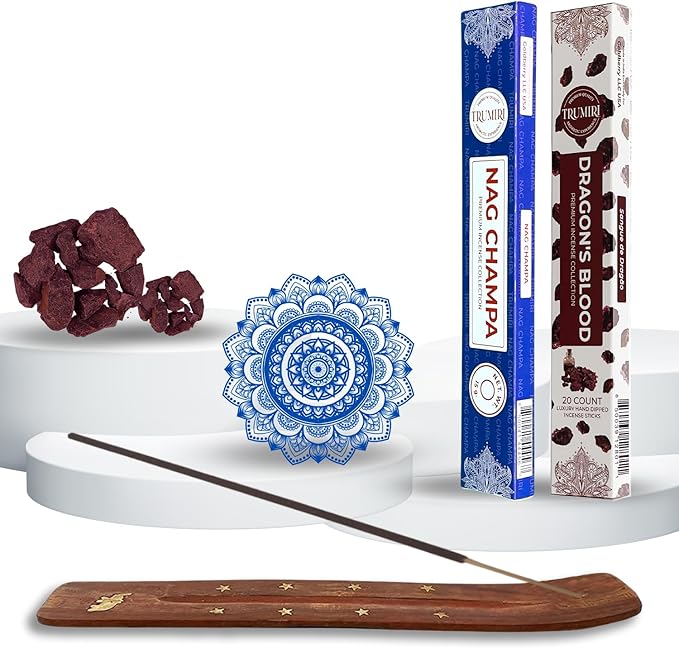 Trumiri Incense Sticks - Combo Pack of 35 Insence-Sticks - 15 Nag Champa + 20 Dragons Blood - Insenses - Insents - Incents - Inscense - Incence - Incienso - All Natural Incense Sticks