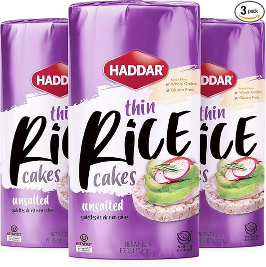 Haddar Wholegrain Rice Cakes 4.2oz (3 Pack) Made From Brown Rice | All Natural, Gluten Free, Vegan, Non GMO | Low Fat & Low Calorie | Zero Sugar | Certified Kosher (including Passover)